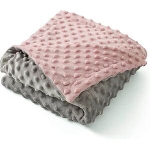 Baby Minky Blanket for Unisex Boys Girls 30x40” Pink/Gray